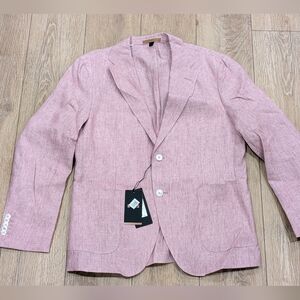 $1295 Mens BOSS Hugo Boss "H-Hutson" Linen Textured Sport Coat Dark Pink 42S